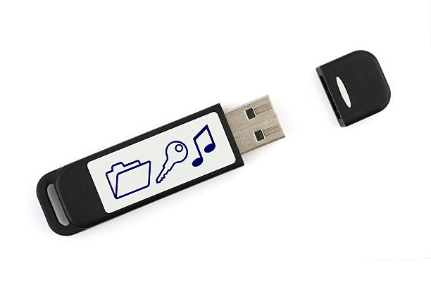 flash drive con simboli - usb flash drive computer mp3 player security foto e immagini stock
