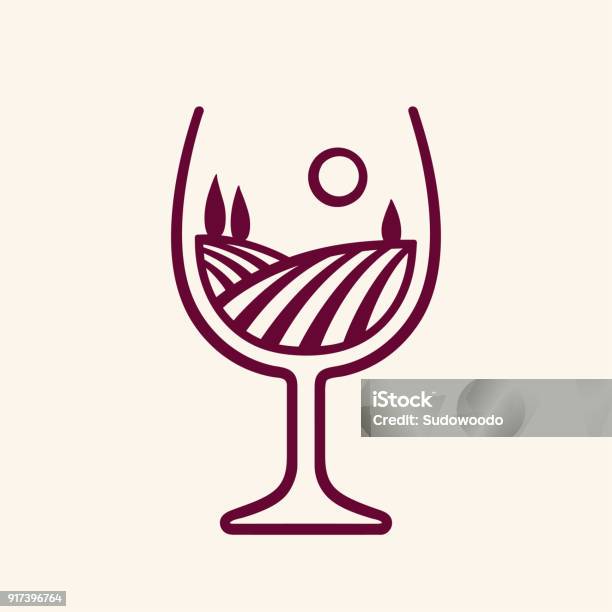 Vineyard Landscape In Wine Glass Stock Illustration - Download Image Now - Wine, Icon Symbol, Wineglass