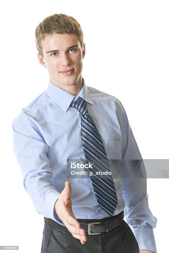 Hombre de negocios dando mano para estrechar las manos, Aislado en blanco - Foto de stock de 20-24 años libre de derechos