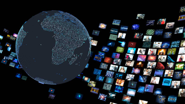 istock Media concept video wall with small screens 917404836