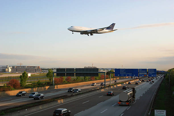 Land and air traffic at Frankfurt Airport  frankfurt international airport stock pictures, royalty-free photos & images