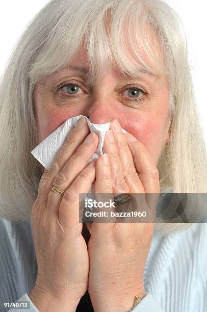 Feeling Unwell Stock Photo - Download Image Now - Sneezing, Mature Women, Close-up