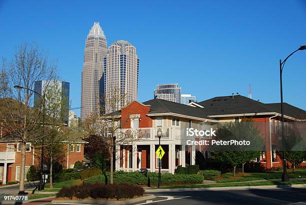 Office Skyscrapers And Quiet Neighborhood Stock Photo - Download Image Now - Charlotte - North Carolina, Apartment, North Carolina - US State