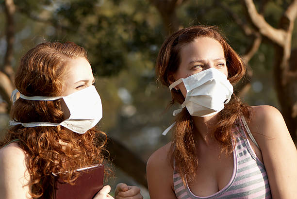 istock Young students in medical masks 91741233