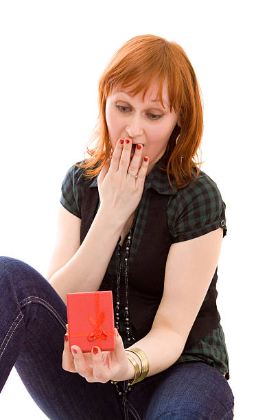 Donna con regalo - foto stock