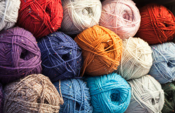 istock Colorful balls of wool, close up background 917414964