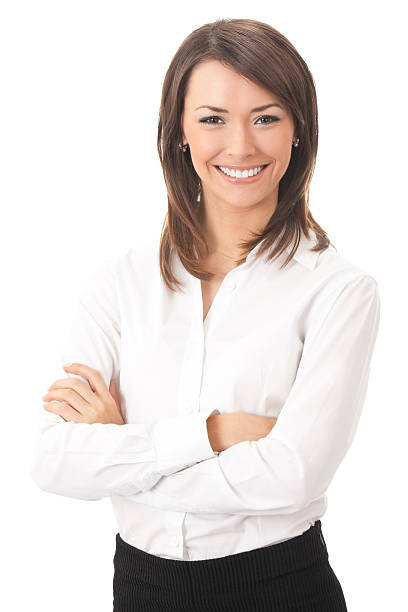 istock Happy businesswoman, isolated on white 91741738