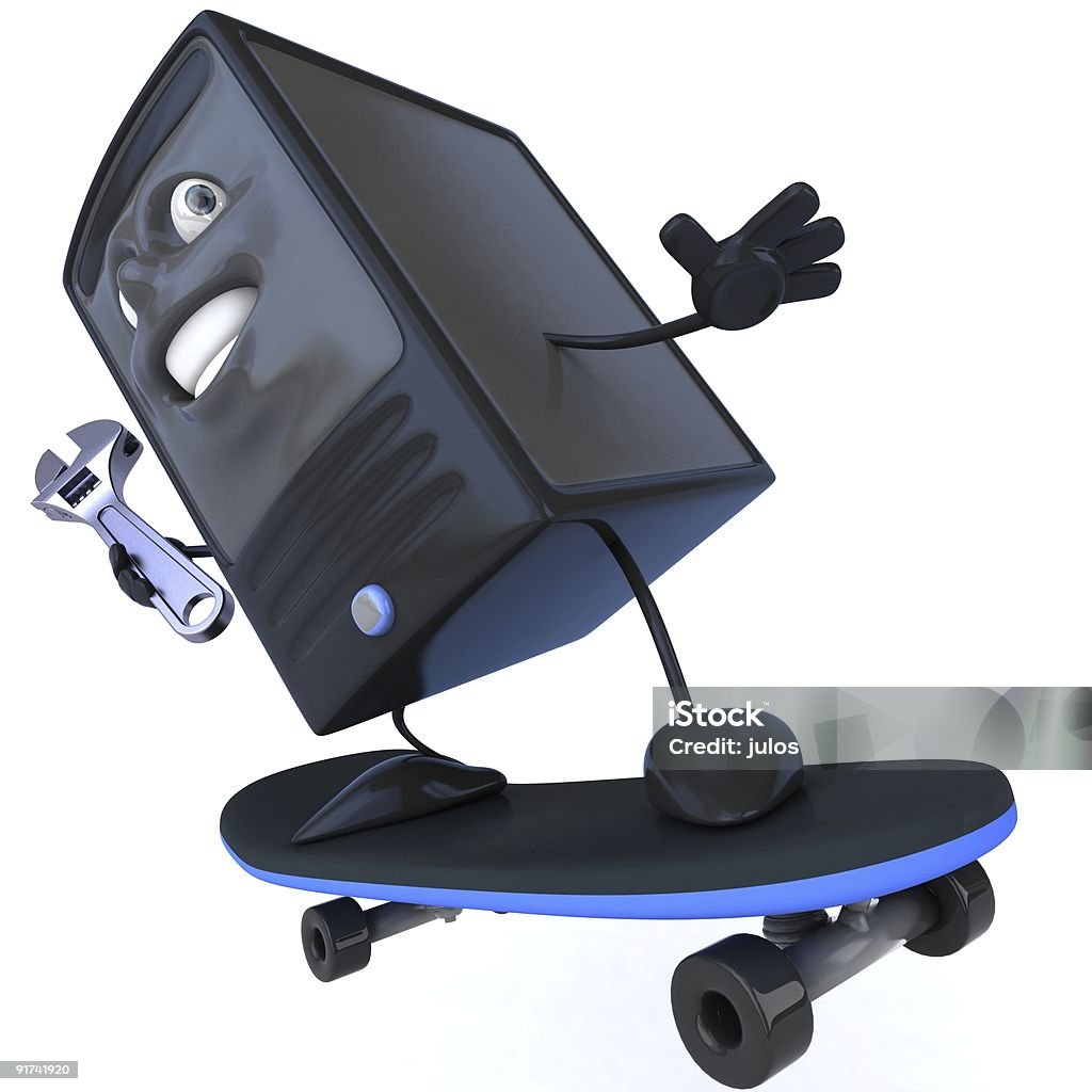 Divertente computer su uno skateboard - Foto stock royalty-free di Affari