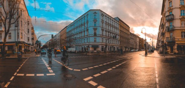 street scene at prenzlauer berg in panoramic view