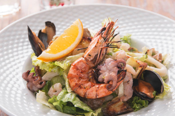 istock seafood salad shrimp squid octopus mussel 917421072