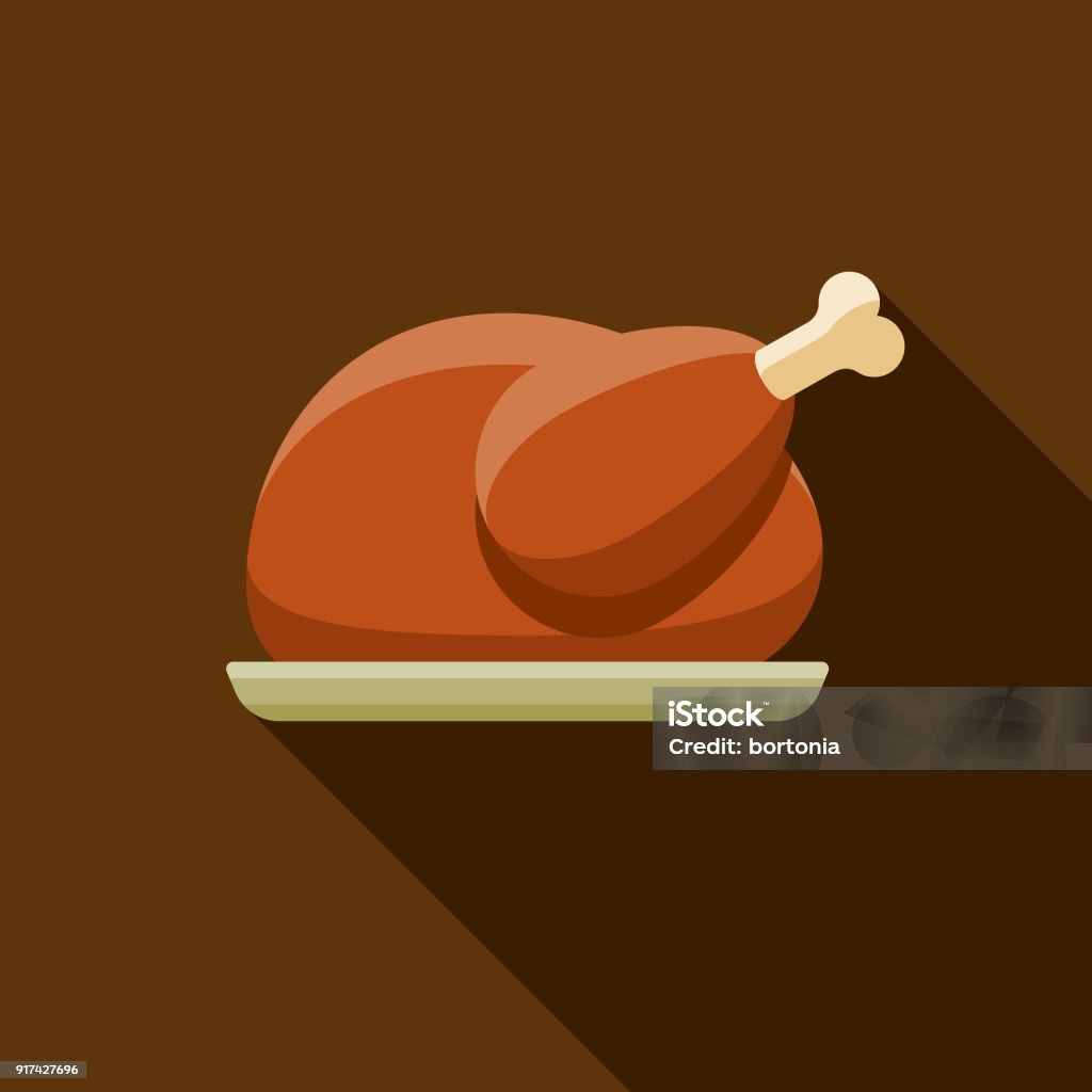 Turkey Flat Design Thanksgiving Icon A flat design styled Thanksgiving icon with a long side shadow. Color swatches are global so it’s easy to edit and change the colors. Turkey - Bird stock vector