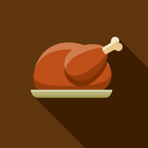 Turkey Flat Design Thanksgiving Icon A flat design styled Thanksgiving icon with a long side shadow. Color swatches are global so it’s easy to edit and change the colors. turkey stock illustrations