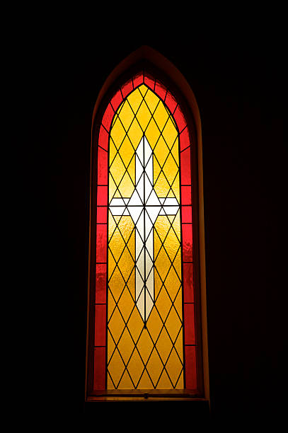 istock Stained Glass Window with Cross 91742999