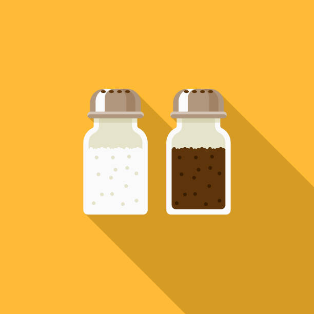 Salt & Pepper Flat Design Thanksgiving Icon A flat design styled Thanksgiving icon with a long side shadow. Color swatches are global so it’s easy to edit and change the colors. salt and pepper shaker stock illustrations