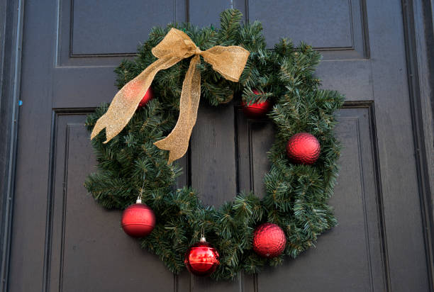 istock Christmas wreath on door 917431306