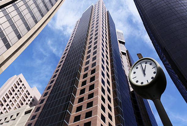 istock Urban street with clock 91743711