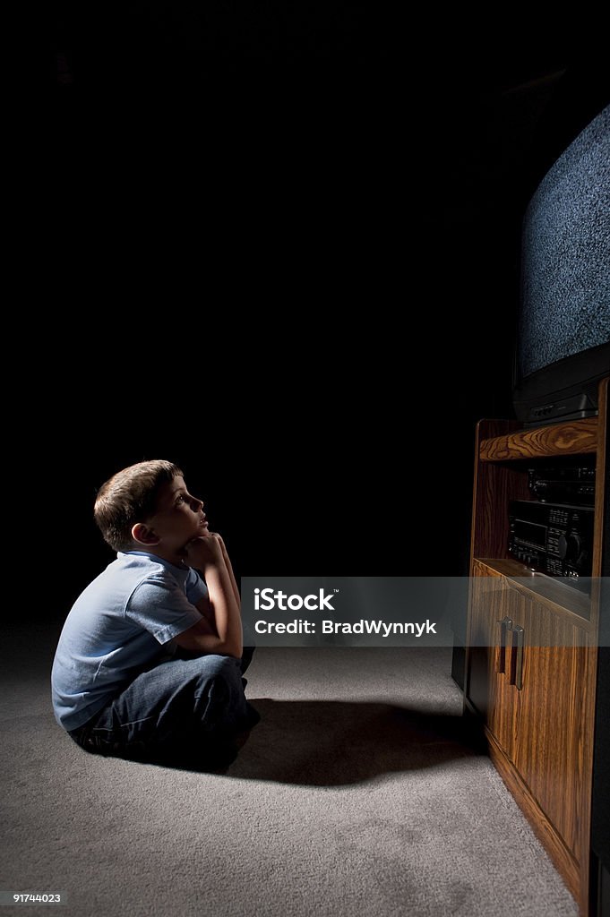 staring at television  Asking Stock Photo