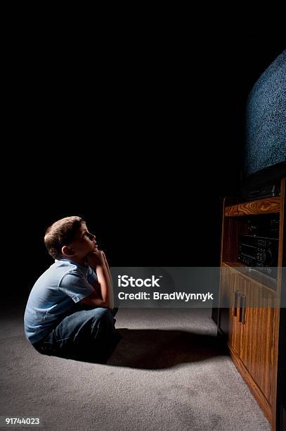 Staring At Television Stock Photo - Download Image Now - Asking, Black Color, Boys