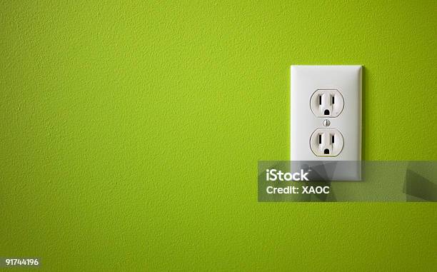 White Electric Outlet Stock Photo - Download Image Now - Electrical Outlet, Wall - Building Feature, Electric Plug