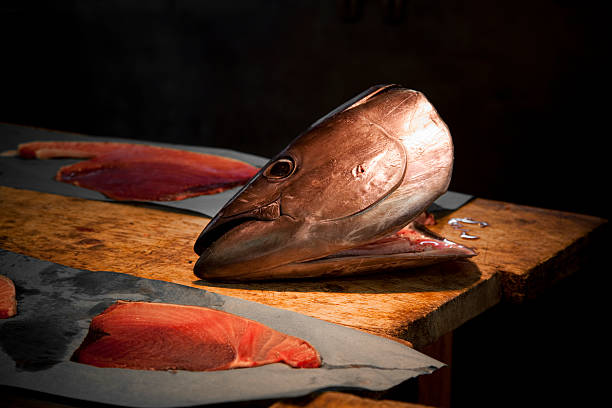 тунец руководитель - tuna tuna steak raw bluefin tuna стоковые фото и изображения