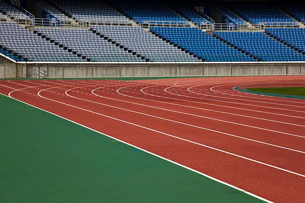 running race track in a stadium.