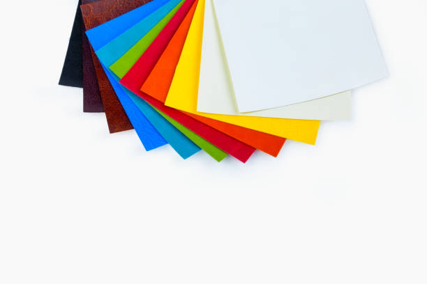 istock colored samples of fabric on the background. place for text. top view 917450614