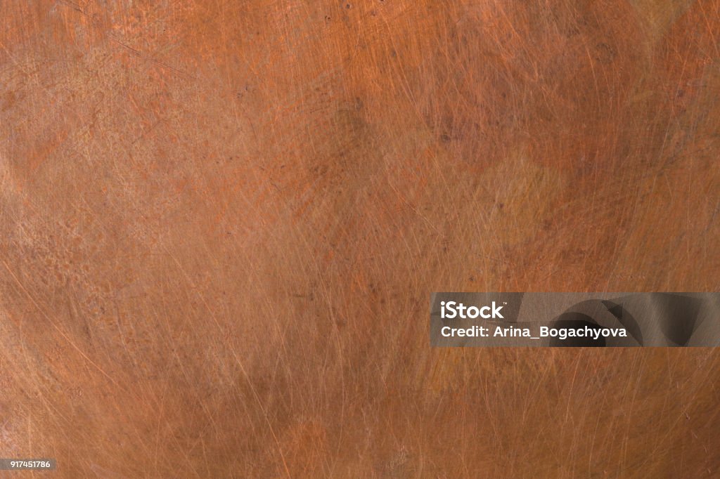Old metal texture - copper close-up. Background Copper Stock Photo
