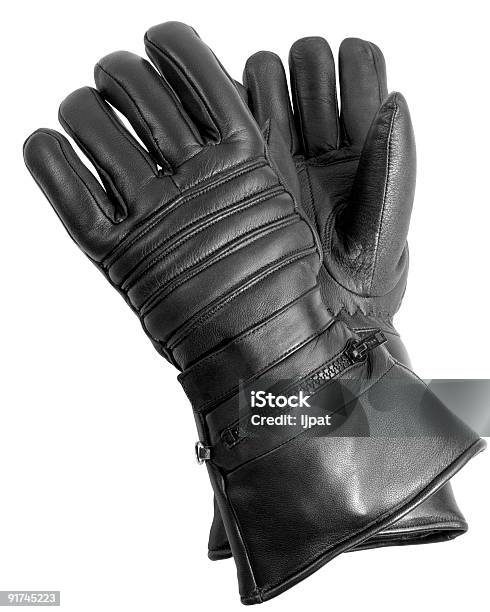 Black Leather Biker Gloves Stock Photo - Download Image Now - Glove, Protective Glove, Sports Glove