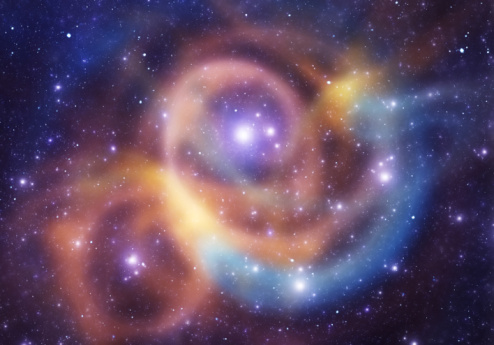 Two rounds nebula as stars background
