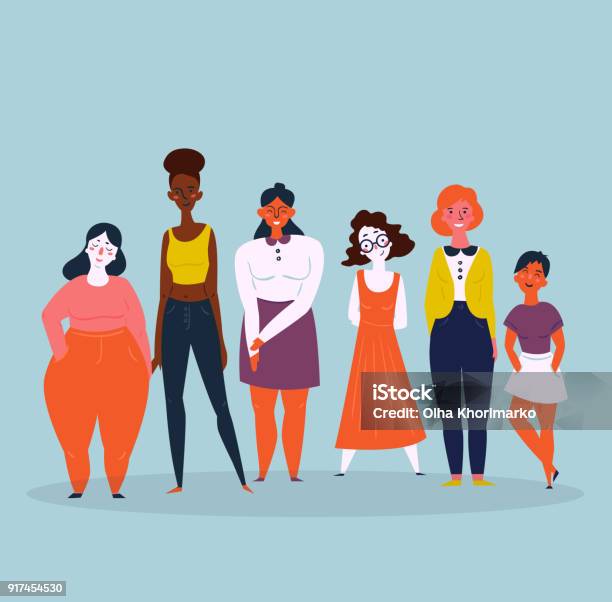 Illustration Of A Diverse Group Of Women Feminine Stock Illustration - Download Image Now - Women, Role Model, Illustration