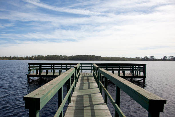 istock beautiful blue sky, lake and pier 917455538