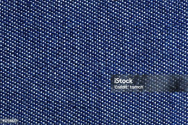 Jeans Material As Background Stock Photo - Download Image Now - Backgrounds, Blue, Button - Sewing Item