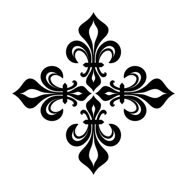 ilustraciones, imágenes clip art, dibujos animados e iconos de stock de croix fleurdelisée (cruz de lirios), heráldica del real cruz. - templarios