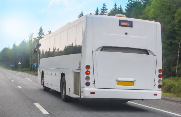 istock tourist bus goes on highway 917459420