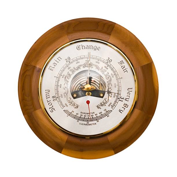 barómetro aislado - barometer meteorology gauge forecasting fotografías e imágenes de stock