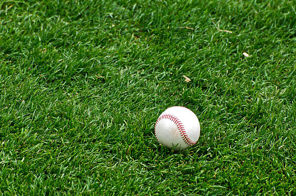 beisebol na grama - baseballs baseball baseball diamond grass - fotografias e filmes do acervo