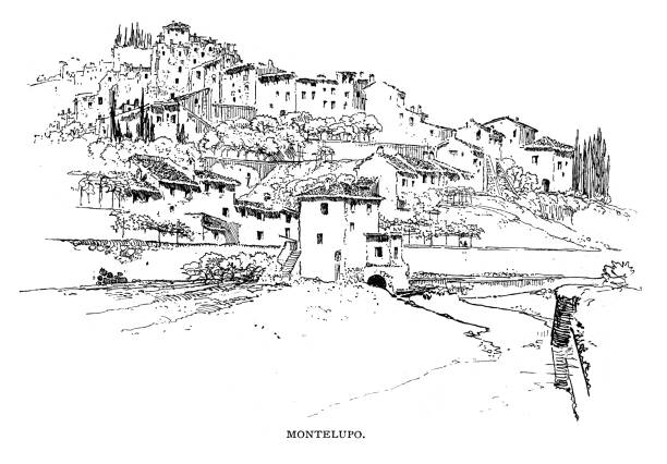 монтелупо во флоренции, италия - florence italy illustrations stock illustrations