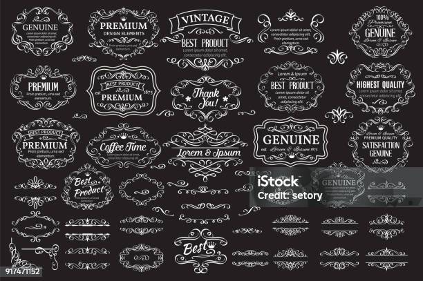 Calligraphic Design Elements Stock Illustration - Download Image Now - Border - Frame, Christmas Ornament, Label