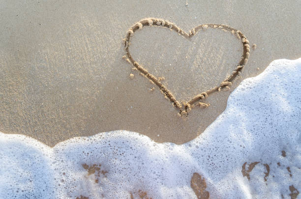 istock Heart drawn on a sand of beach 917471446