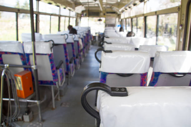 Traveling in a bus, POV stock photo