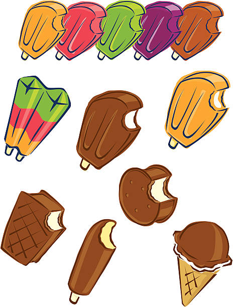 ice cream collection vector art illustration