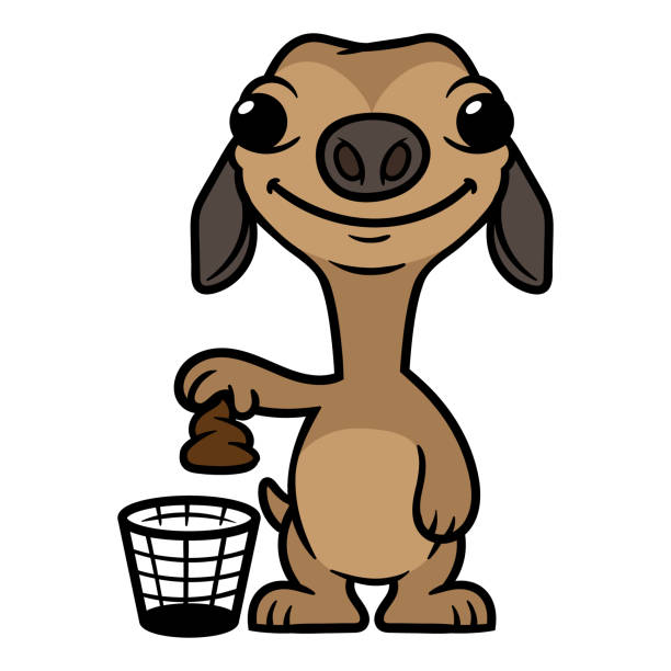 Cartoon Silly Dog Putting Poop in Trash Illustration Cartoon Silly Dog Putting Poop in Trash Illustration potty mouth stock illustrations