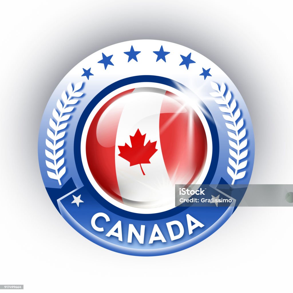 Canada button with canadian flag isolated on white 2018 stock illustration