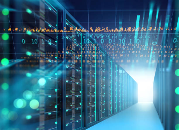 istock Corridor of  server room with server racks in datacenter. 3d illustration 917502792