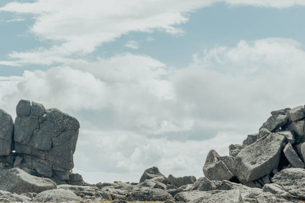 istock Beautiful mountains and rocks in the sky with clouds 917505824