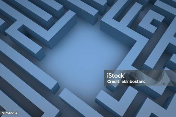 3d Maze Background Stock Photo - Download Image Now - Maze, Blue, Abstract