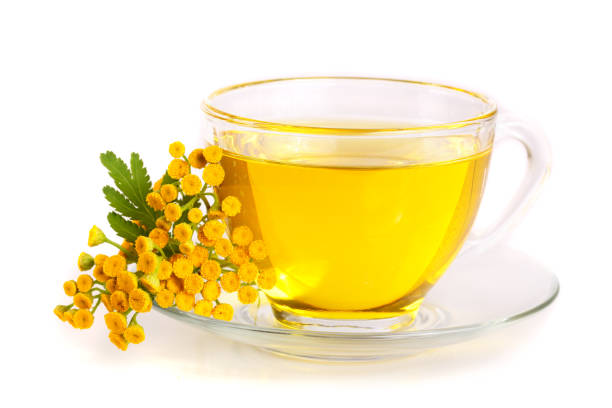 istock tansy tea with flowers isolated on white background 917528478