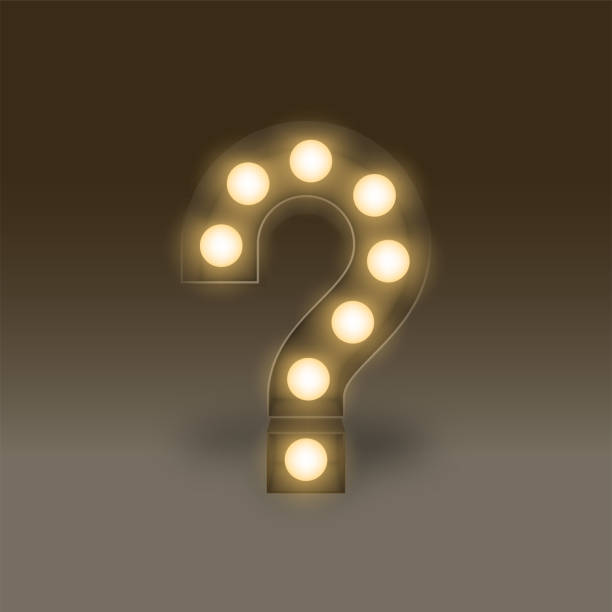 istock Symbol Incandescent light bulb box set Question mark sign icon, illustration retro 3D style isolated glow in dark background 917531850