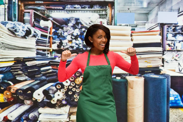 african american small business owner cheering - silk stockings imagens e fotografias de stock