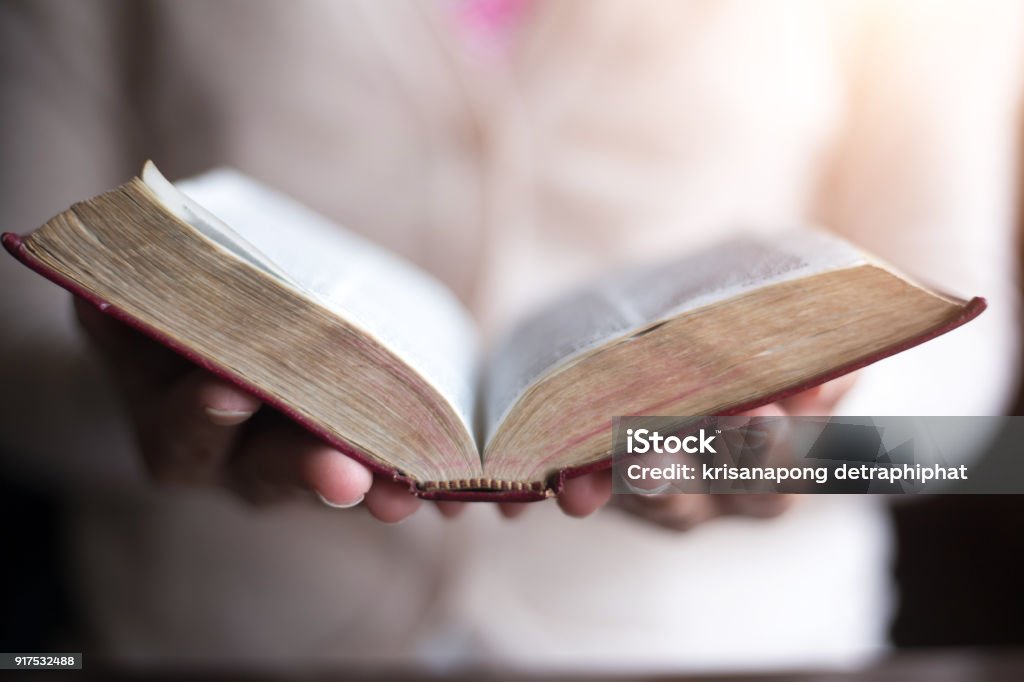 Women reading the Holy Bible.,women reading Church Stock Photo